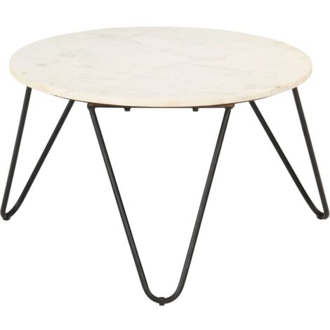 Tavolino da Salotto Bianco 65x65x42cm Pietra Vera Testura Marmo vidaXL (1/5)