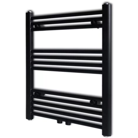 Radiatore Centrale Portasciugamano Dritto Nero 600 x 764 mm vidaXL