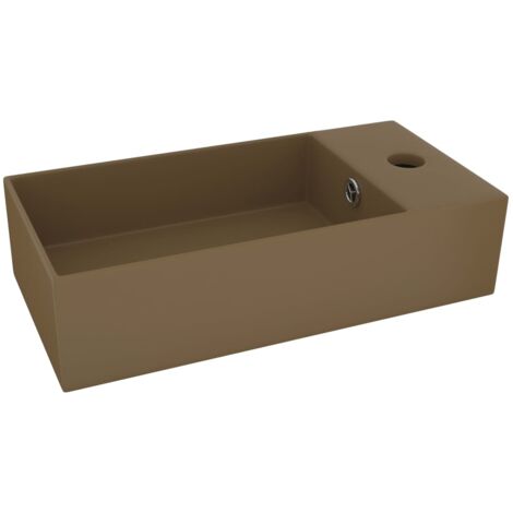 Lavandino con Troppopieno in Ceramica Crema Opaco vidaXL (1/5)