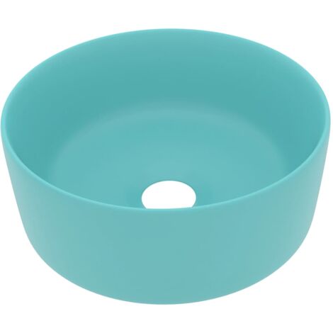 Lavandino Lusso Rotondo Verde Chiaro Opaco 40x15 cm in Ceramica vidaXL