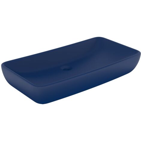 vidaXL Lavabo Lusso Rettangolare Blu Scuro Opaco 71x38 cm in Ceramica