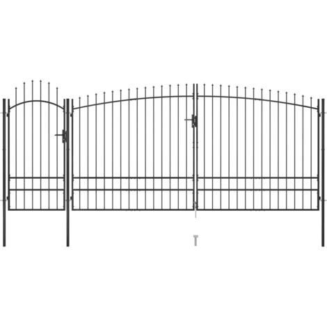 vidaXL Cancello da Giardino con Punta a Lancia 5x2,45 m Nero