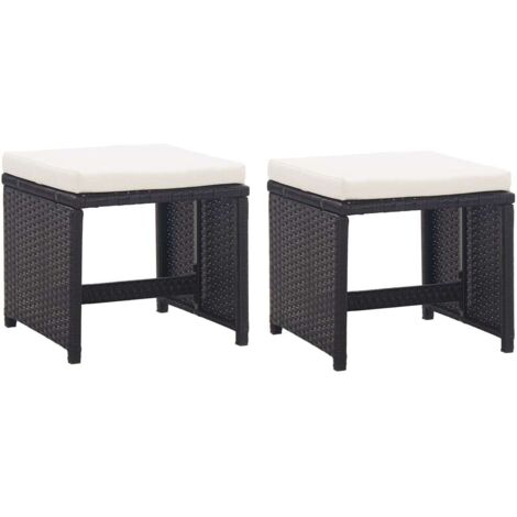 vidaXL Sgabelli da Giardino 2 pz con Cuscini in Polyrattan Nero
