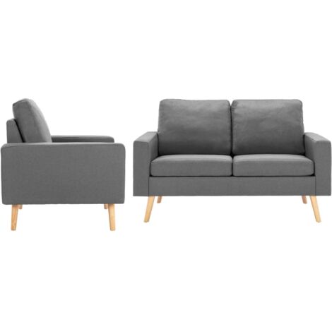 vidaXL Set di Divani 2 pz in Tessuto Grigio Chiaro