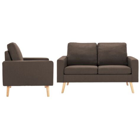 vidaXL Set Divani 2 pz in Tessuto Marrone