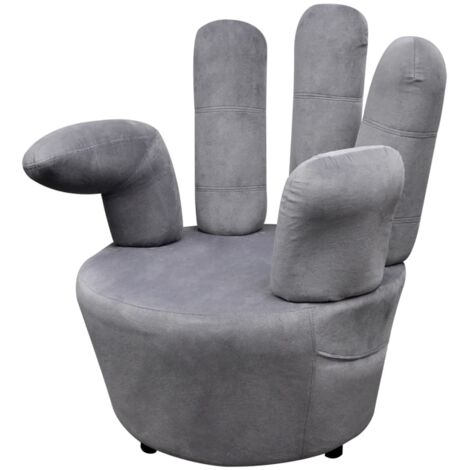 Poltrona a Forma di Mano Grigia in Velluto vidaXL (1/5)