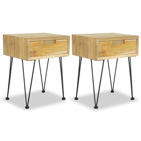 Comodini 2 pz 40x30x50 cm in Legno Massello di Teak vidaXL (1/5)