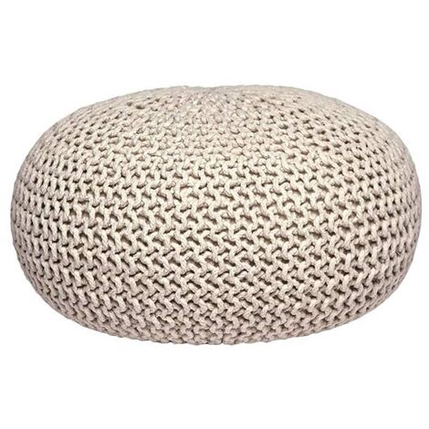 Pouf Tondo Contenitore Capitonnè Design Vintage Crema con base Oro