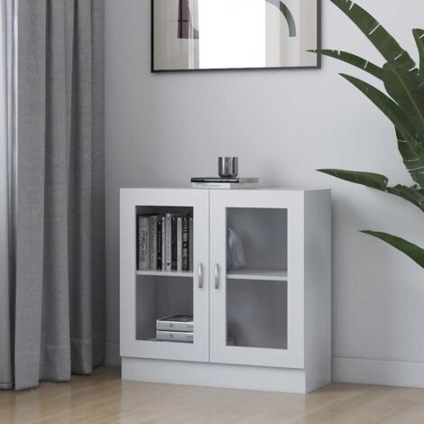 vidaXL Armadietto con Vetrina Bianco 82,5x30,5x80 cm Legno Multistrato