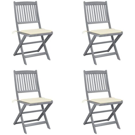 vidaXL Sedie da Giardino Pieghevoli 4pz con Cuscini in Massello Acacia