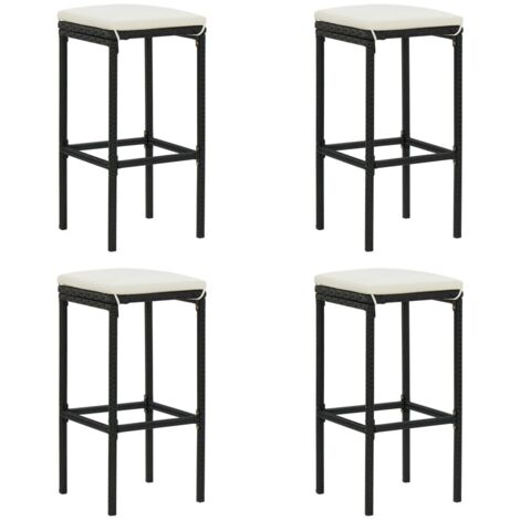 Sgabelli da Bar con Cuscini 4 pz Neri in Polyrattan vidaXL (1/6)