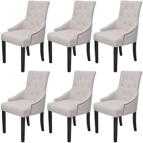 Sedie da Pranzo 6 pz Grigio Crema in Tessuto vidaXL (1/5)