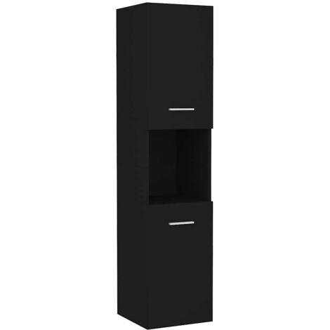 Mobile da Bagno Nero 30x30x130 cm in Legno Multistrato vidaXL