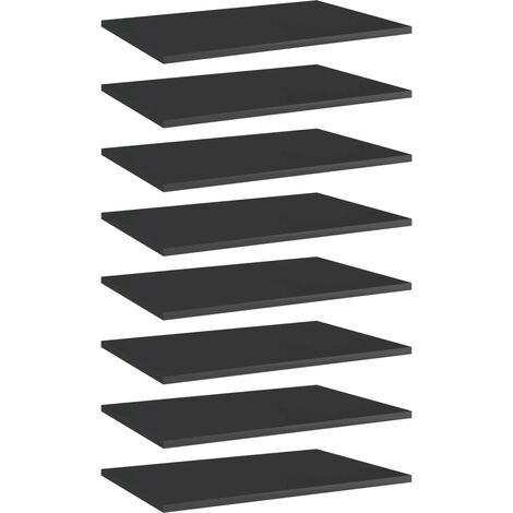 vidaXL Ripiani per Libreria 8pz Nero Lucido 60x40x1,5cm Multistrato