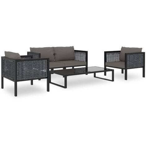 Set Divani da Giardino 5 pz con Cuscini in Polyrattan Antracite vidaXL (1/5)