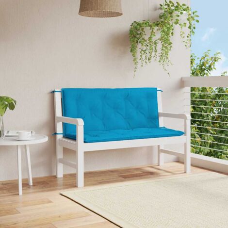 vidaXL Cuscino per Panca Azzurro 120x(50+50)x7 cm in Tessuto