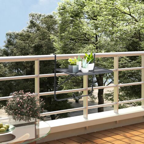 Vidaxl – Tavolo da balcone pieghevole in acciaio nero 60x40 cm – Resistente agli agenti atmosferici – Design a rete per spazi ridotti (1/6)