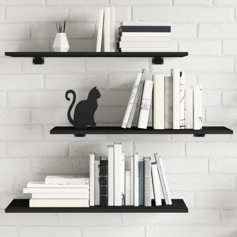vidaXL Ripiani per Libreria 4pz Neri 80x30x1,5cm in Legno Multistrato