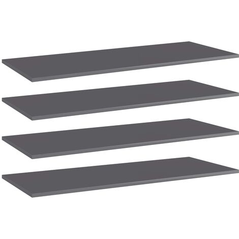 vidaXL Ripiani per Libreria 4pz Grigio Lucido 100x40x1,5cm Multistrato