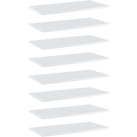 vidaXL Ripiani per Libreria 8pz Bianco Lucido 80x40x1,5cm Multistrato
