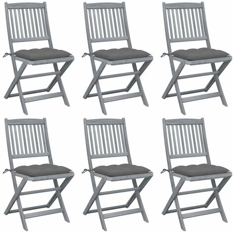 vidaXL Sedie da Giardino Pieghevoli 6pz con Cuscini in Massello Acacia