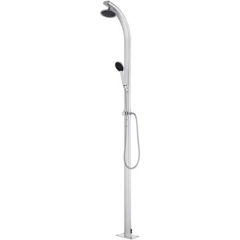 Vidaxl – Doccia da giardino 215 cm in alluminio – Soffione da 15 cm – Doccetta con tubo flessibile 1,5 m – Resistente agli agenti atmosferici (1/7)