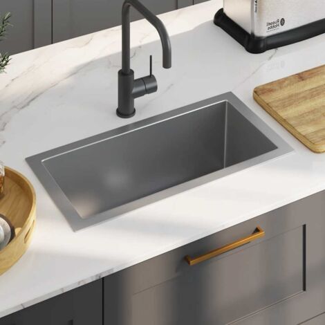 vidaXL Lavello da Cucina Lavorato a Mano in Acciaio Inox