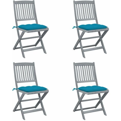 vidaXL Sedie da Giardino Pieghevoli 4pz con Cuscini in Massello Acacia