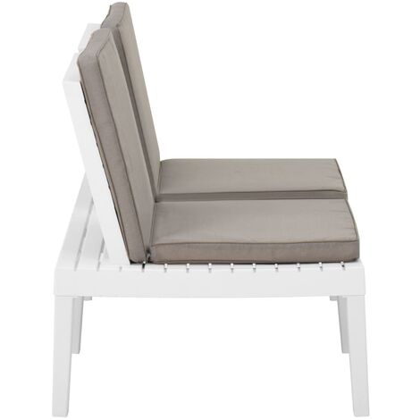 Panchine da Giardino con Cuscini 2 pz in Plastica Grigio