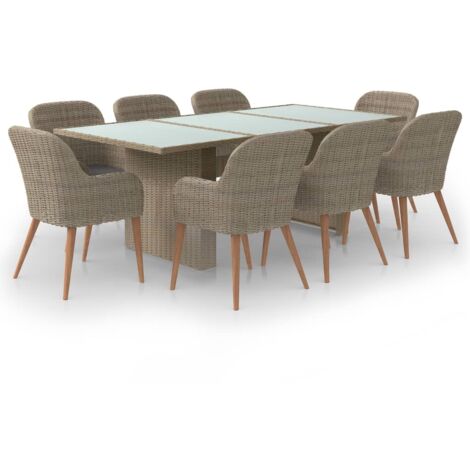 Set da Pranzo da Giardino 9 pz in Polyrattan Marrone vidaXL