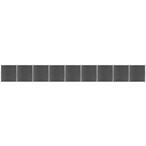 vidaXL Set Pannelli di Recinzione in WPC 1564x186 cm Nero