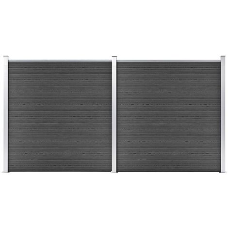 vidaXL Set Pannelli di Recinzione in WPC 353x186 cm Nero
