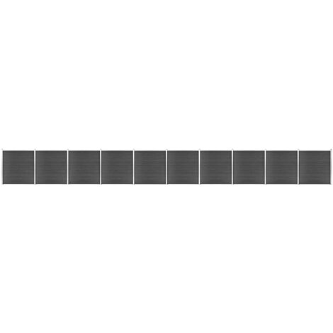 vidaXL Set Pannelli di Recinzione in WPC 1737x186 cm Nero