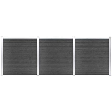 vidaXL Set Pannelli di Recinzione in WPC 526x186 cm Nero