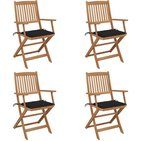 Sedie da Giardino Pieghevoli 4 pz con Cuscini Massello Acacia vidaXL
