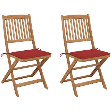 vidaXL Sedie da Giardino Pieghevoli 2 pz con Cuscini Massello Acacia (1/5)