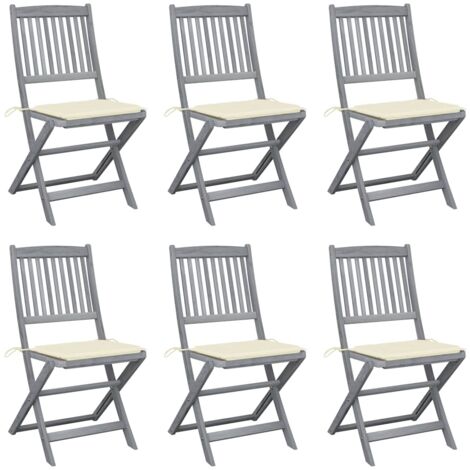 vidaXL Sedie da Giardino Pieghevoli 6pz con Cuscini in Massello Acacia