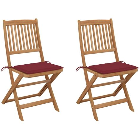 Sedie da Giardino Pieghevoli 2 pz con Cuscini Massello Acacia vidaXL