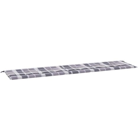 Cuscino per Panca a Quadri Grigi 200x50x4cm Tessuto Oxford vidaXL