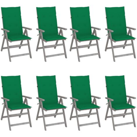 Sedie Giardino Reclinabili 8pz Cuscini Massello Acacia Grigio vidaXL (1/5)