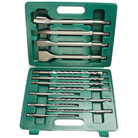 Set Scalpelli Per Cemento SDS Plus - 3 Pezzi | Punta, Piatto E Spatola | Per Martello Perforatore