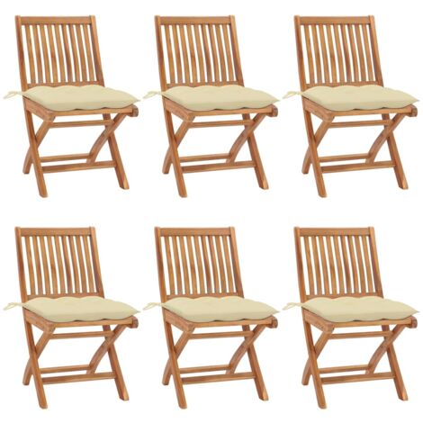 Sedie da Giardino Pieghevoli con Cuscini 6 pz Massello di Teak vidaXL (1/5)