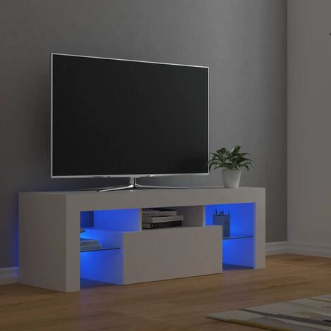 vidaXL Mobile Porta TV con Luci LED Bianco Lucido 140x35x40 cm