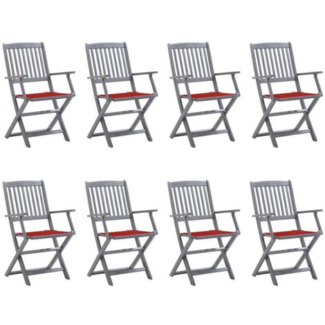 Furniture Limited - Sedie da Giardino Pieghevoli 8 pz con Cuscini
