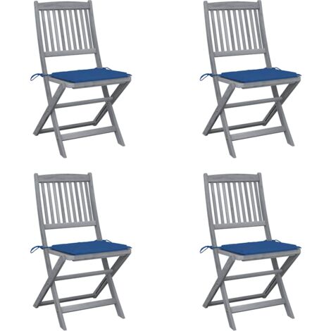 Sedie da Giardino Pieghevoli 4pz con Cuscini in Massello Acacia vidaXL