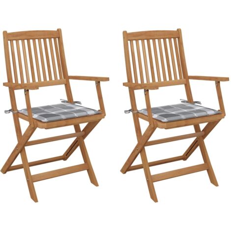 vidaXL Sedie da Giardino Pieghevoli 2 pz con Cuscini Massello Acacia