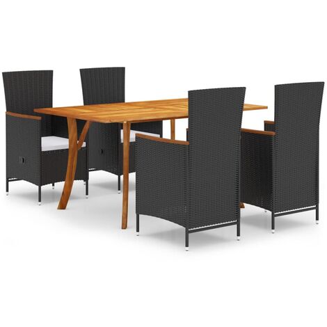 Set Mobili da Pranzo per Giardino 5 pz Nero vidaXL (1/5)