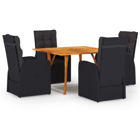 Set Mobili da Pranzo per Giardino 5 pz Nero vidaXL (1/5)