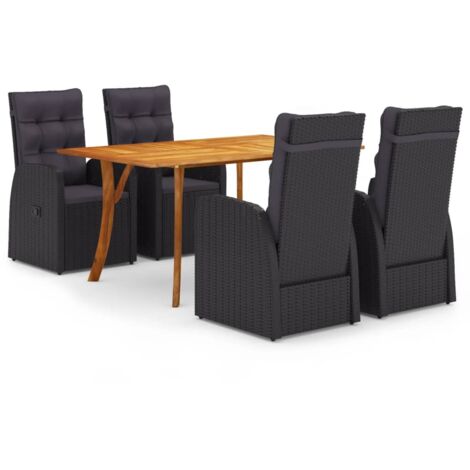 Set Mobili da Pranzo per Giardino 5 pz Nero vidaXL (1/5)