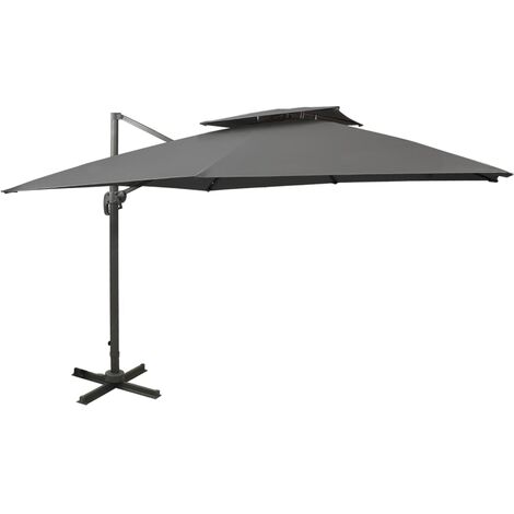 vidaXL Ombrellone a Sbalzo con Doppia Copertura 300x300 cm Antracite